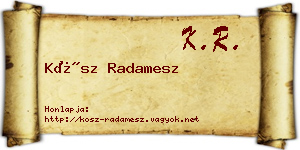 Kósz Radamesz névjegykártya